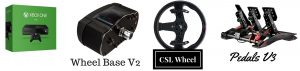 Xbox One Racing Wheel: Fanatec Wheel Base V2, CSL Steering Wheel P1, ClubSport Pedas V3
